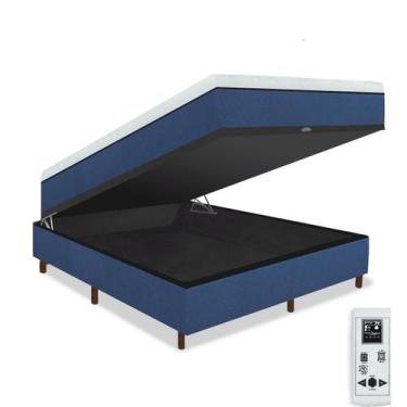 Imagem de Cama Box Baú e Colchão Magnético Massageador - Eco New Prince, Azul, C