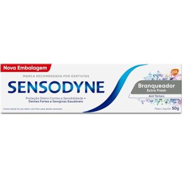 Imagem de Sensodyne NOVO Creme Dental Branqueador Extra Fresh com Flúor, Anti Tártaro, Proteção Diária Contra Sensibilidade, 50g