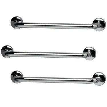 Imagem de Barra de Apoio Inox 60cm Kit 3 unidades Idoso Deficiente Cadeirante Ba