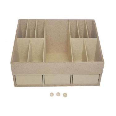 Imagem de Porta Pincel e Maquiagem com 3 Gavetas 30cm Mdf Madeira - ATACADÃO DO 