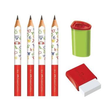 Imagem de Kit 04 Lápis Jumbo Triangular BIG Infantil Nº 2 HB + 01 Apontador Jumb