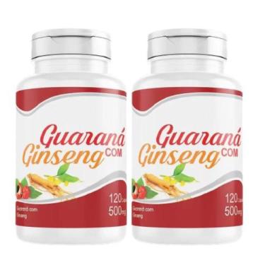 Imagem de Ginseng com Guaraná 240 cápsulas 500 mg 2 frascos x 120 caps  energia 