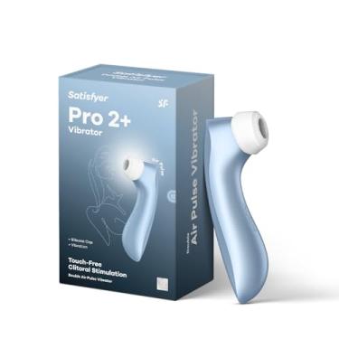 Imagem de Satisfyer Pro 2+ Vibrador Estimulante do Clitóris com Pulso de Ar - Tecnologia e Vibração de Ondas de Pressão de Sucção do Clitóris Sem Contato, à Prova d'Água, Recarregável (Azul)