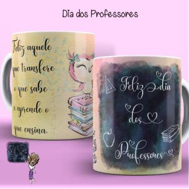 Imagem de 2 canecas de cerâmica , 325 ml, dia dos professores - Innovari