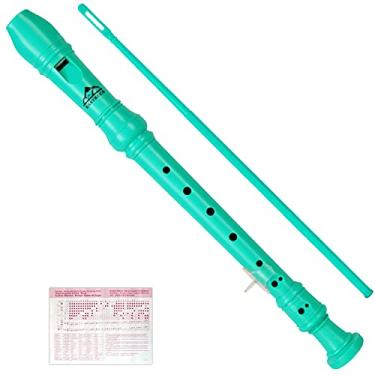 Imagem de Eastrock Instrumento de gravador soprano estilo alemão verde 3 peças para iniciantes com haste de limpeza, tabela de dedos, bolsa de embalagem, descanso de polegar
