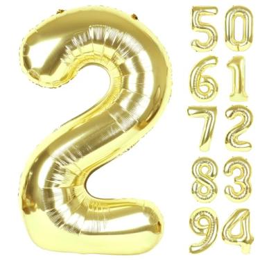 Imagem de Champagne Gold 2 Balloon, Number Balloons 40 Inch, 2nd Balloon Number Birthday Decorations, Second Two Birthday Party Supplies, Number 2 Balloon