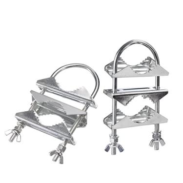 Imagem de Eightwood Braçadeira de mastro de antena dupla, suporte de montagem de mandíbula, parafusos em U, braçadeira de tubo a tubo, 2 conjuntos para antena CB externa, antena de TV, antena Lora, antena WiFi