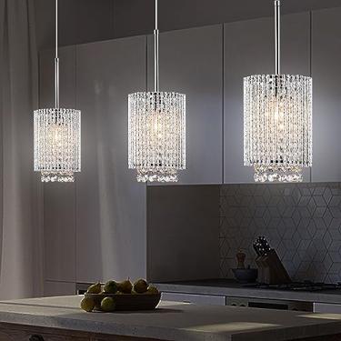 Imagem de 3 luzes pendentes luminárias de fazenda cozinha ilha iluminação cristal pendurado lâmpadas modernas de teto, para sala de jantar quarto corredor barra (base E26)