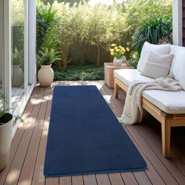 Imagem de Tapete felpudo de 5 x 10 cm para quarto, fofo, pequeno, azul marinho para cozinha, tapete lavável de espuma viscoelástica espessa, corredores para corredores, antiderrapante, cozinha, berçário,