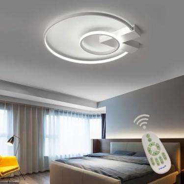 Imagem de Luz de teto LED regulável com lustre de controle remoto Lâmpada itchen para sala de estar, sala de jantar moderna Metal Acrílico Arte Design redondo Lustres de teto Iluminação para quarto