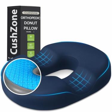 Imagem de CushZone Almofada de assento Donut – Almofada de elevação de gel refrescante de espuma viscoelástica para cadeira de escritório e casa, assento de carro, cadeira de rodas, travesseiro de hemorróidas,