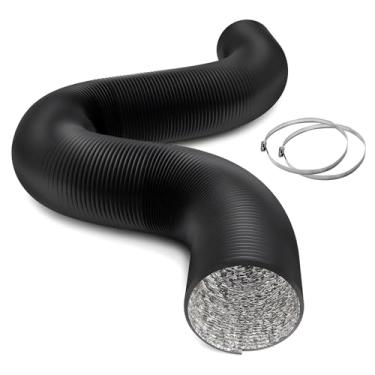 Imagem de iPower Mangueira de ventilação do secador de 4 camadas de duto de alumínio de 15 polegadas, 6 polegadas, para ventilação HVAC e exaustão com 2 braçadeiras, 15 cm x 64 cm, preto