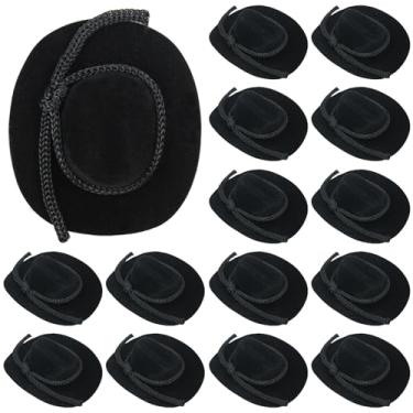 Imagem de SHEHARUHI 15 Peças de Chapéus de Cowboy Decorativos Flocados Em Miniatura (Preto)