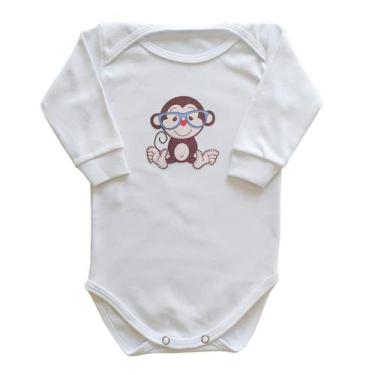 Imagem de Body Bebê Manga Longa Macaco de Óculos  - Mellane Baby, G, Branco