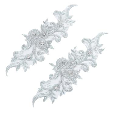 Imagem de beinkmake 2 peças de apliques de renda com contas 3D bordado leve de luxo aplique de renda flor com cordão para roupas vestidos de noiva vestidos de casamento fantasias