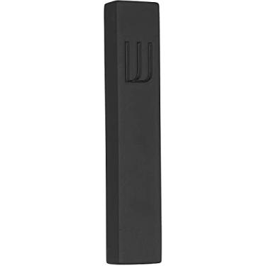 Imagem de A&S Mezuzot Estojo Mezuzah de concreto moderno com pergaminho, fácil de remover e colar mezuza (preto + canela gravada, 12 cm)