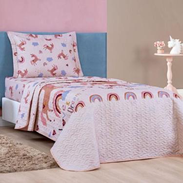 Imagem de Kit Colcha Cobre Leito 2 Pçs Solteiro Bouti Kids - Linda Casa, Unicórn