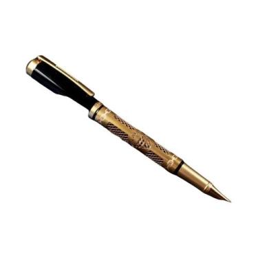Imagem de Caneta Tinteiro Metálica Retrô - Elegante e com Tinta Substituível, Ou