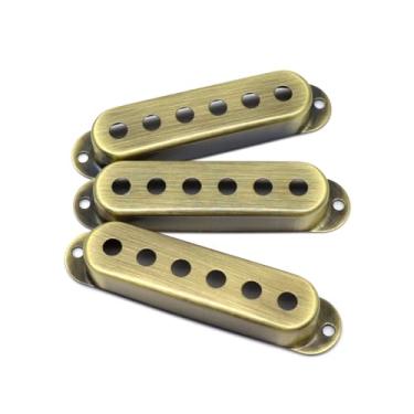 Imagem de ROZILO 3 peças de capas de captador de guitarra de bobina única bronze (espaçamento de mastro de 52 mm) conjunto de anéis de montagem de captador de cobre para Stratocaster
