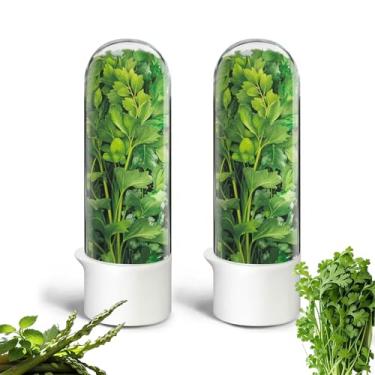 Imagem de HVECT Herb Saver Para Geladeira, Herb Saver Pod Cilantro Containers Para Geladeira, Fresh Herb Keeper Para Coentro, Salsa, Aspargos, Hortelã, Mantém Vegetais Verdes Por 2 A 3 Semanas (Herb Keeper 2P