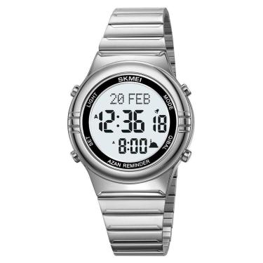 Imagem de Relógio Digital Masculino Fashion Da Skmei Com Cronômetro Função De Data Resistência À Água Prateado