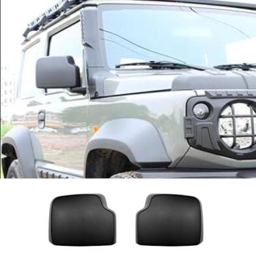 Imagem de Tampas decorativas pretas do espelho retrovisor lateral do carro, para Suzuki Jimny 2 portas 4 portas 2019-2025, capa de espelho retrovisor exterior ABS 2 peças
