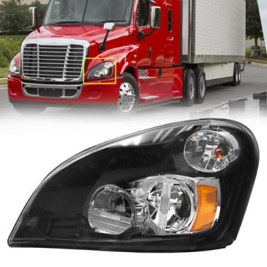 Imagem de Sunhua Par de conjunto de faróis compatível com Freightliner Cascadia 2008-2017, conjunto de faróis de LED, interior preto, lente transparente lado esquerdo do motorista