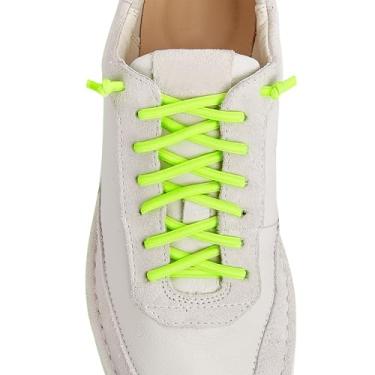 Imagem de VEILLEONG 2 pares de cadarços elásticos sem amarração para tênis, tamanho único para crianças e adultos, 2 pares de verde fluorescente