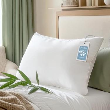 Imagem de Travesseiro macio hipoalergênico de viscose de bambu com enchimento alternativo, tamanho king, respirável de qualidade de hotel de luxo para todos os dorminhocos, certificado Oeko-Tex, lavável na