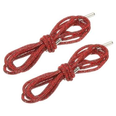 Imagem de PATIKIL Cadarços de sapato de strass, 2 peças de cadarços de sapatos brilhantes de cristal com glitter, cordão, cordão de substituição para tênis, bolsas de moletom, acessórios, vermelho, Vermelho