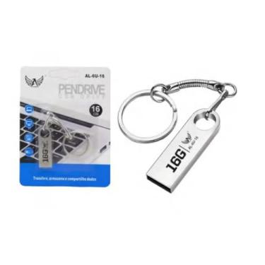 Imagem de Pendrive USB AL-6U-16, 16GB, Chaveiro Metálico, Prata