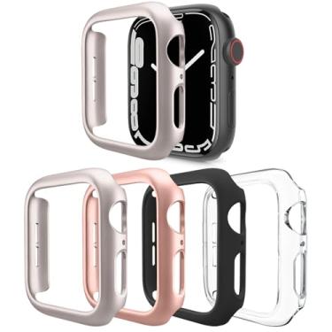 Imagem de Pacote com 4 [sem protetor de tela] capa bumper compatível com Apple Watch SE 2 (2024) SE Series 6 Series 5 Series 4 44 mm, ultrafina, rígida, à prova de choque, capa protetora para iWatch de 44 mm