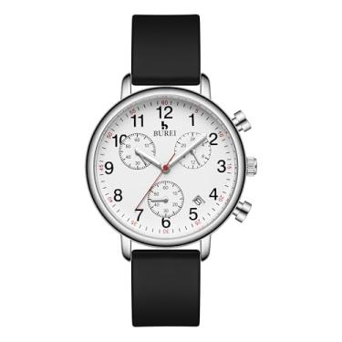 Imagem de BUREI Relógios femininos de enfermeira, relógios de precisão fáceis de ler para profissionais médicos, conforto de silicone, impermeável, luz noturna, cronômetro multifuncional, Preto, Clássico