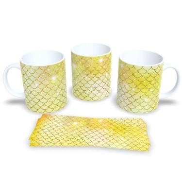 Imagem de Caneca Branca de Porcelana Personalizada Escamas de Sereia (Mod.8)
