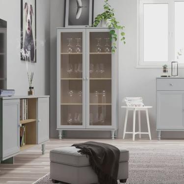 Imagem de Cristaleira Estante Para Livros 2 Portas Vidro E-957 Cinza