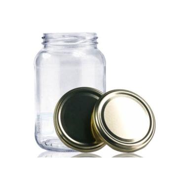 Imagem de Kit 15 Potes De Vidro 600Ml Para Conserva Com Tampa Dourada