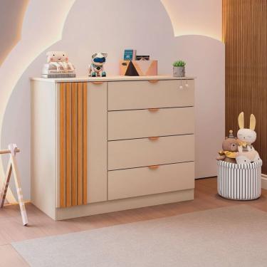 Imagem de Cômoda Infantil Ayla 1 Porta 4 Gavetas 100% Mdf
