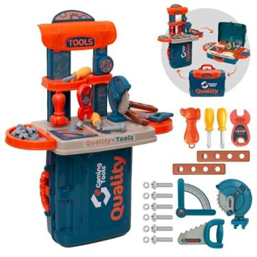 Imagem de Bancada Maleta de Ferramentas Infantil 3 em 1 Multi Montagens Brinquedo Faz de Conta