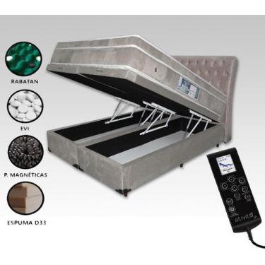 Imagem de Colchão Queen 1,58x1,98 Massageador Base Box Baú Bipartido Cabeceira C