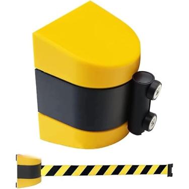 Imagem de Barreira magnética de cinto retrátil para montagem na parede, barreira de cordão Afety, divisórias de linha de multidão de 10 m para ambientes internos e externos, para estacionamento externo