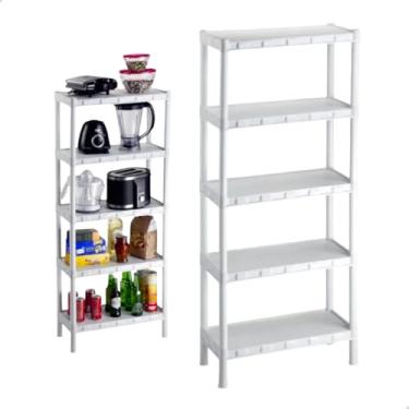 Imagem de Estante Branca Modular 5 Prateleiras Plástica Organizadora(Branco)