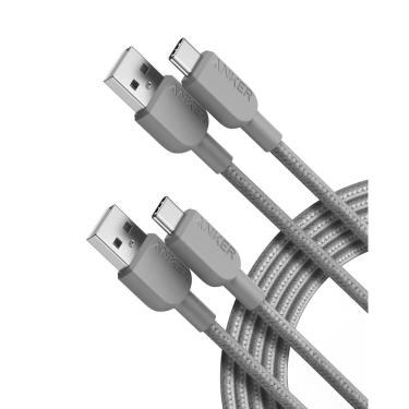Imagem de Cabo USB C Anker Tipo C Cabo de carregador USB C de 10 pés, pacote com 2 unidades, cinza