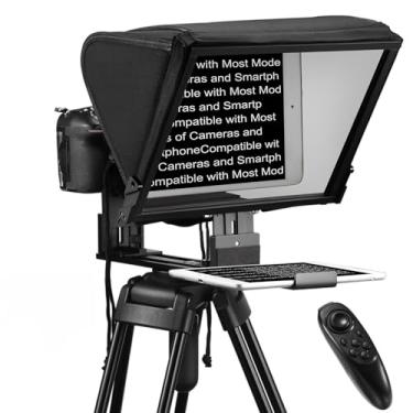 Imagem de INMEI Teleprompter TX12P com controle remoto de aplicativo, teleprompter de metal de 14 polegadas, compatível com iPad, smartphone, câmera DSLR, dobrável com estojo de transporte, fácil de montar