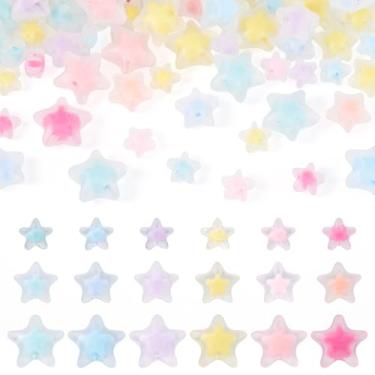 Imagem de FASHEWELRY 150 peças de contas de acrílico transparente fosco contas de estrela doce em contas soltas kit de miçangas artesanais artesanais para fazer joias, pulseira, artesanato, suprimentos DIY