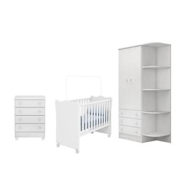 Imagem de Quarto Infantil Doce Sonho Berço Simples Branco - Qmovi
