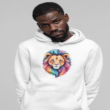 Imagem de Moletom Estampado Blusa De Frio Bolso Capuz Estampado Quentinho Leoão 