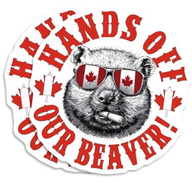 Imagem de Hands Off Our Beaver Magnet - Engraçado - Geladeira de orgulho canadense - Animal legal para decoração de casa - Material durável para caixa de ferramentas de carro, caminhão, qualquer superfície de