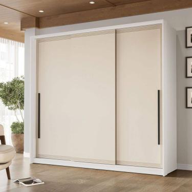 Imagem de Guarda-Roupa Casal Valência 3 Portas 4 Gavetas Branco/Creme - Politorno