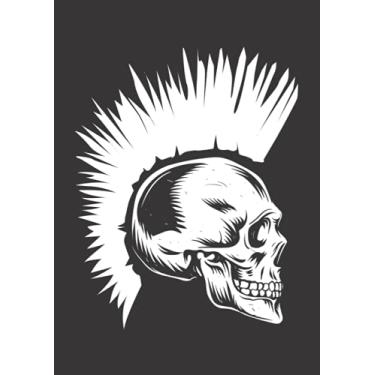 Imagem de Notizbuch A4 pontilhado, gepunktet, punktiert mit design de capa macia: Rockmusiker Rocker Biker Totenkopf Irokese Punk Rock: 120 pontos (Punktgitter) DIN A4 Seiten