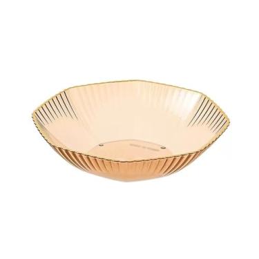 Imagem de cesta de frutas Prato de frutas tigela de frutas placa decorativa translúcida placa de lanche em casa prato de doces prato de frutas decoração de cozinha(Yellow)